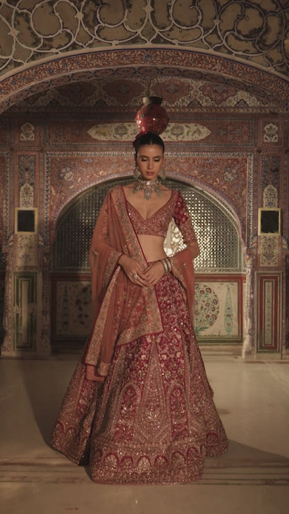 Raspberry Red Cypress Lehenga