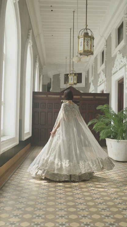 Sky Net Floral Lehenga